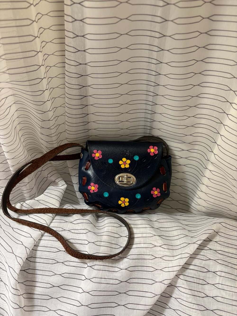 Handcrafted Mexican Leather Floral Crossbody Bag